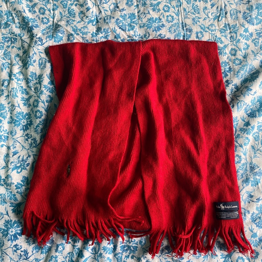 Polo Ralph Lauren Red Merino Wool Scarf